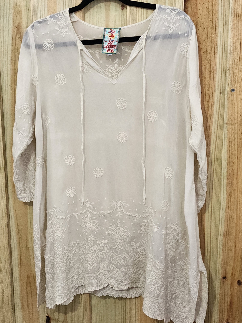 Johnny Was Off White boho Indie Embroidery Sheer. GORG!!